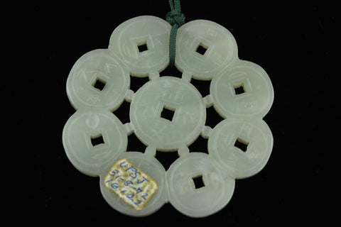 Celadon Jade 9 Coins Pendant