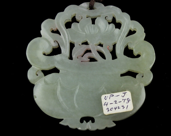 Celadon Jade Floral Pendant