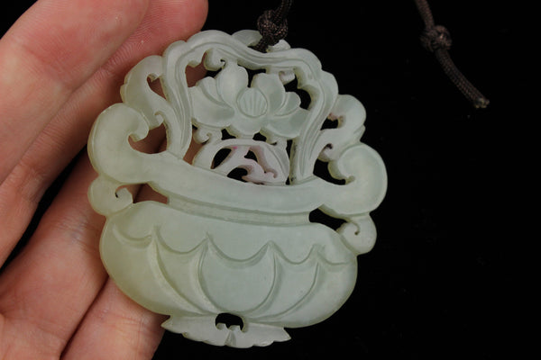 Celadon Jade Floral Pendant