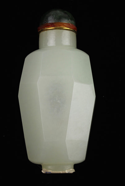 White Jade Faceted Snuff Bottle
