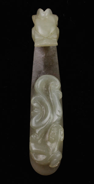 Grey Jade Ornamented Belt Hook